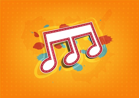 melody note label with ink paint backgroundのイラスト素材