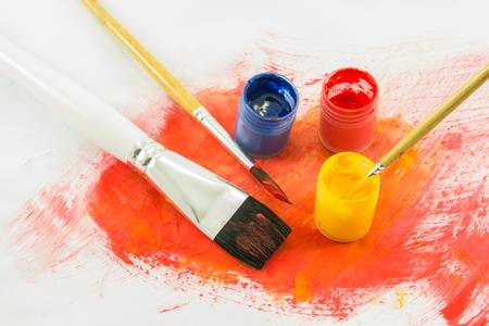 color paint background and brushの写真素材