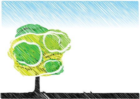 tree pencil color sketchのイラスト素材