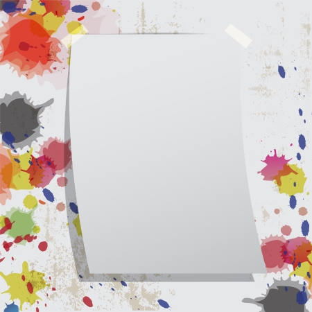 blank paper on grunge wall and ink splatterのイラスト素材