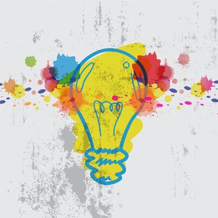 lamp with watercolor splash : imagination concept のイラスト素材