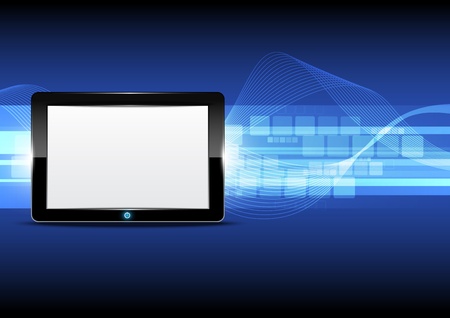 Tablet computer with technology backgroundのイラスト素材