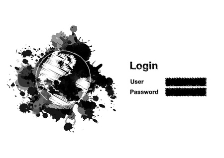 Sketch drawing globe and log in fieldのイラスト素材