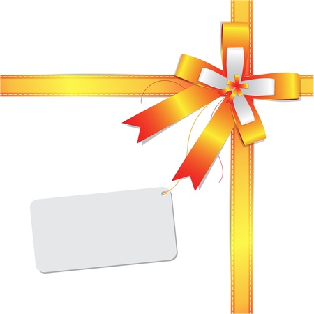 ribbon bow with label onwhite backgroundのイラスト素材