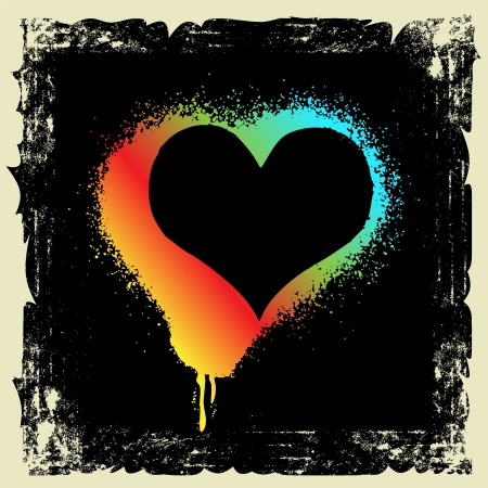 grunge frame and heart designのイラスト素材