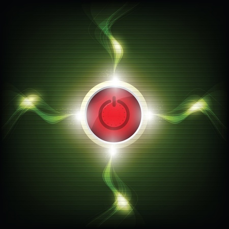power button with electricity sparkingのイラスト素材