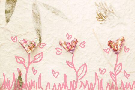 paper heart with tree illustrationの写真素材