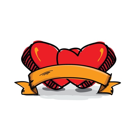 sketch drawing couple heart celebrateのイラスト素材