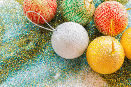 festival decorative ball on glitter backgroundの写真素材