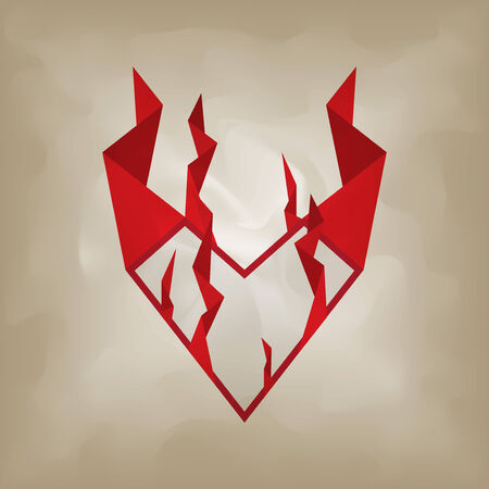 origami paper heart flame symbolのイラスト素材