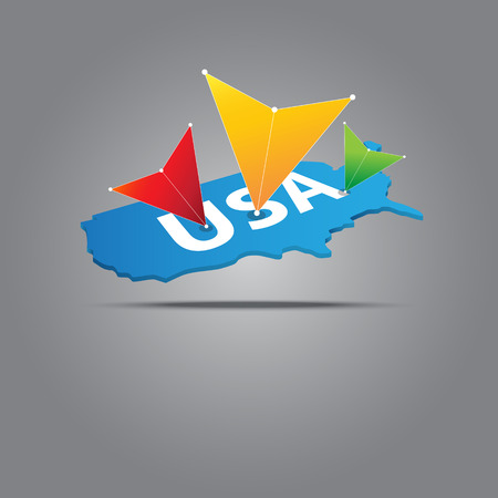multicolored arrow marked on usa mapのイラスト素材