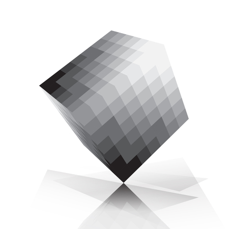 3D cube pixelate styleのイラスト素材