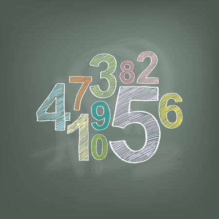 hand draw number on chalkboard : kid conceptのイラスト素材
