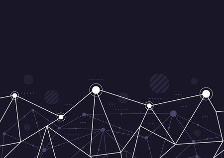 abstract technology background, digital network communication, polygon lines and shape, internet connect conceptのイラスト素材