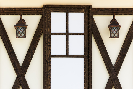 The wall of the house with Windowsの写真素材