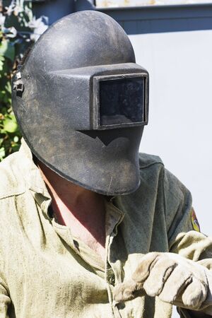 The welder performs welding works.の写真素材