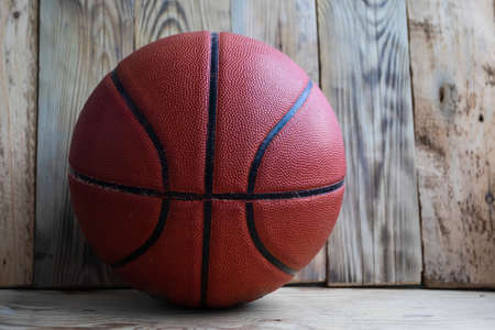Basketball on a vintage wooden background.の写真素材