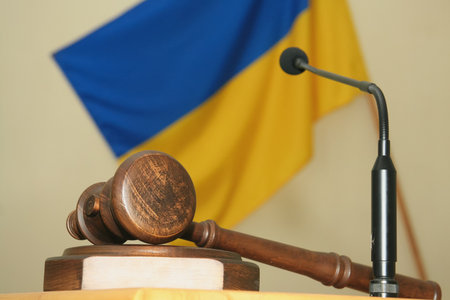 Wooden gavel in power and the judiciaryの写真素材