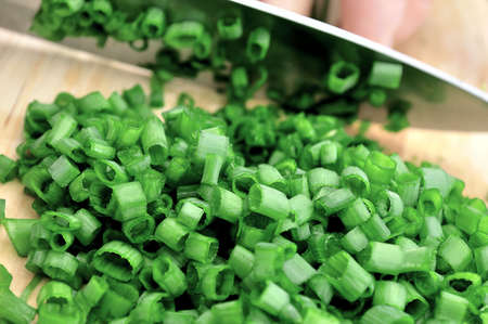 	
Chopped spring onions as a background