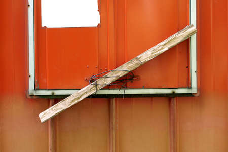 	
Piece of wood and a piece of wire as a safety lockの写真素材