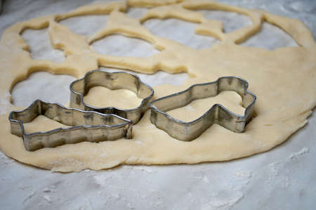 Gouging of Christmas cookies from the doughの写真素材