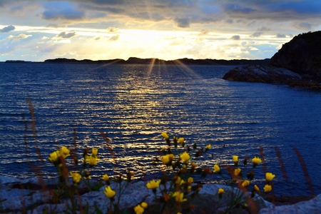 Sunset over the seaの写真素材