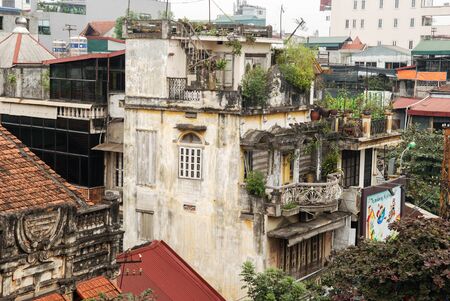 Old streets, buildings and houses in Vietnamese citiesの写真素材