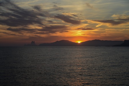 Beautiful sunset at the Balearic Islands in Spainの写真素材
