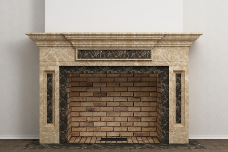 Respectable fireplace in the light home interiorの写真素材