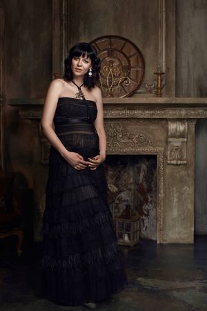 Beautiful pregnant girl in loft interior
