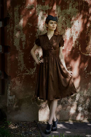 Pretty young girl dressed in pinup styleの写真素材