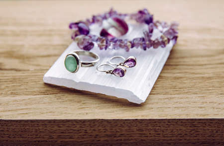 Natural Selenite crystal charging plate is used to cleansing and charging other crystals semi...
