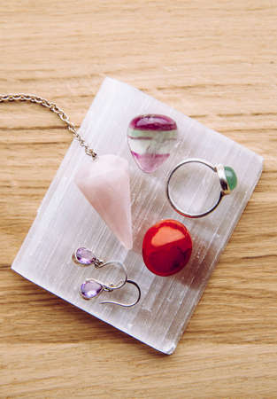 Natural Selenite crystal charging plate is used to cleansing and charging other crystals semi...