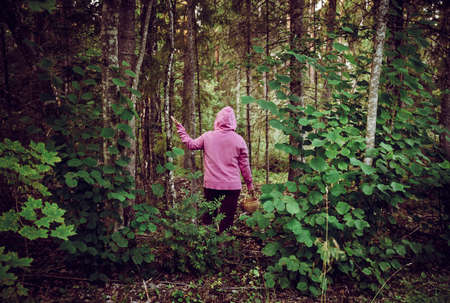 Confused person went to mushroom picking and got lost in the forest, disoriented scared and...
