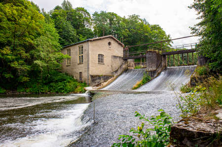 Kunda, LÃ¤Ã¤ne-Viru County, Estonia-11JUL2021: Old partially abandoned Kunda hydro electricity plant.のeditorial素材