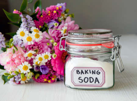 Adding baking soda powder inside cut flowers vase so cut flowers last longer fresh. Baking soda home...