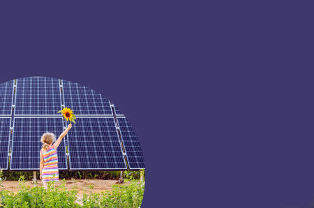 Digital business card template for solar energy construction or maintenance company. Lot of copy...