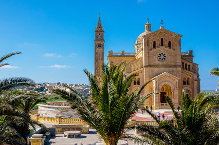 GÄ§arb, Gozo, Malta-21FEB2023-Basilica of the National Shrine of the Blessed Virgin of Ta' Pinu. Popular church on island of Gozo in Malta.の写真素材