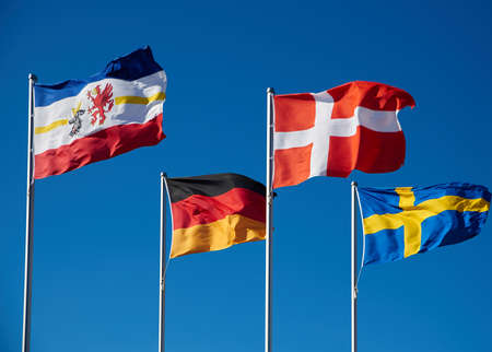 waving flags of baltic