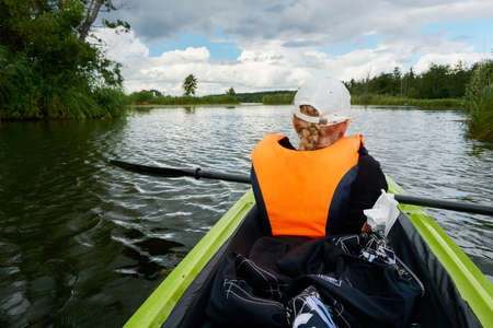 paddle on riverの写真素材