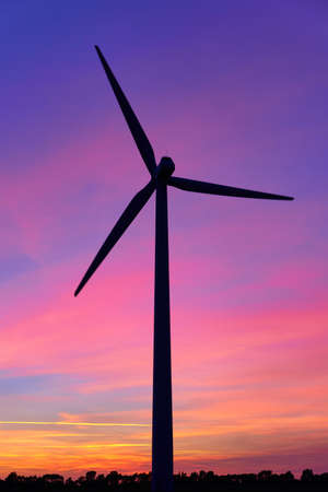 windmill after sunset while blue hour