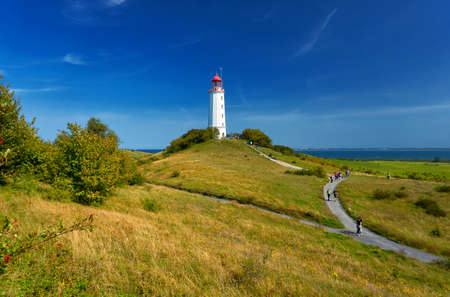 famous white lighthouse tourism sight close to Klosterの写真素材