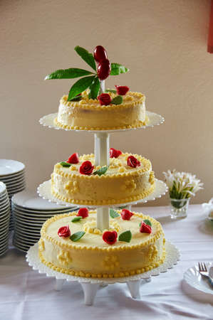 traditional wedding cake dessertの写真素材