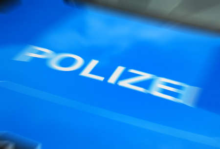 Polizei, police label on carの写真素材