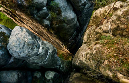 rocky countryside in saxonyの写真素材