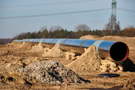Construction site of the European natural gas pipeline EUGAL near Wrangelsburg (Germany) on...