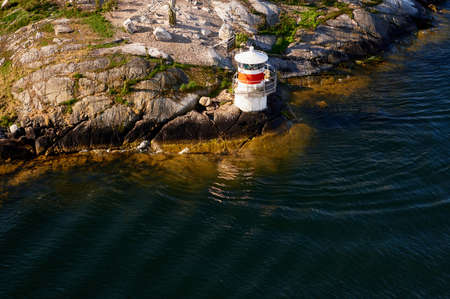 aerial view on scandinavian skerry coastの写真素材