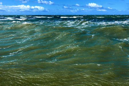 blue green water in stormy sea