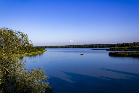 View of the lower Inn in the bird sanctuary Ering lower bavaria.の写真素材