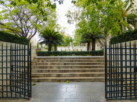 Stairway with iron gate in Palma de Mallorcaの写真素材